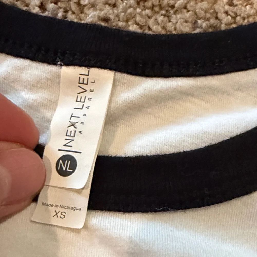 White Graphic Ringer T-Shirt with Black Trim - Retro Portrait Print Hall & Oates - Picture 2 of 2